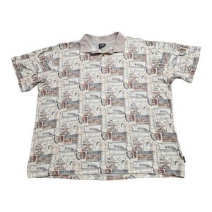 EUC Vintage Woolrich Polo Mens XXL Multicolor 100% Cotton Fishing‎ Signs Ribbed